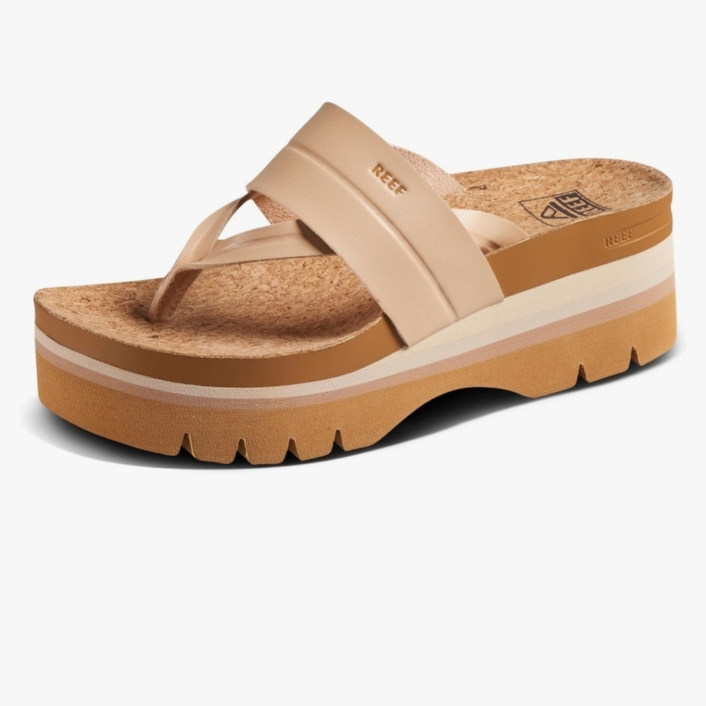 Reef Women’s Platform Thong Sandal - Beige & Tan